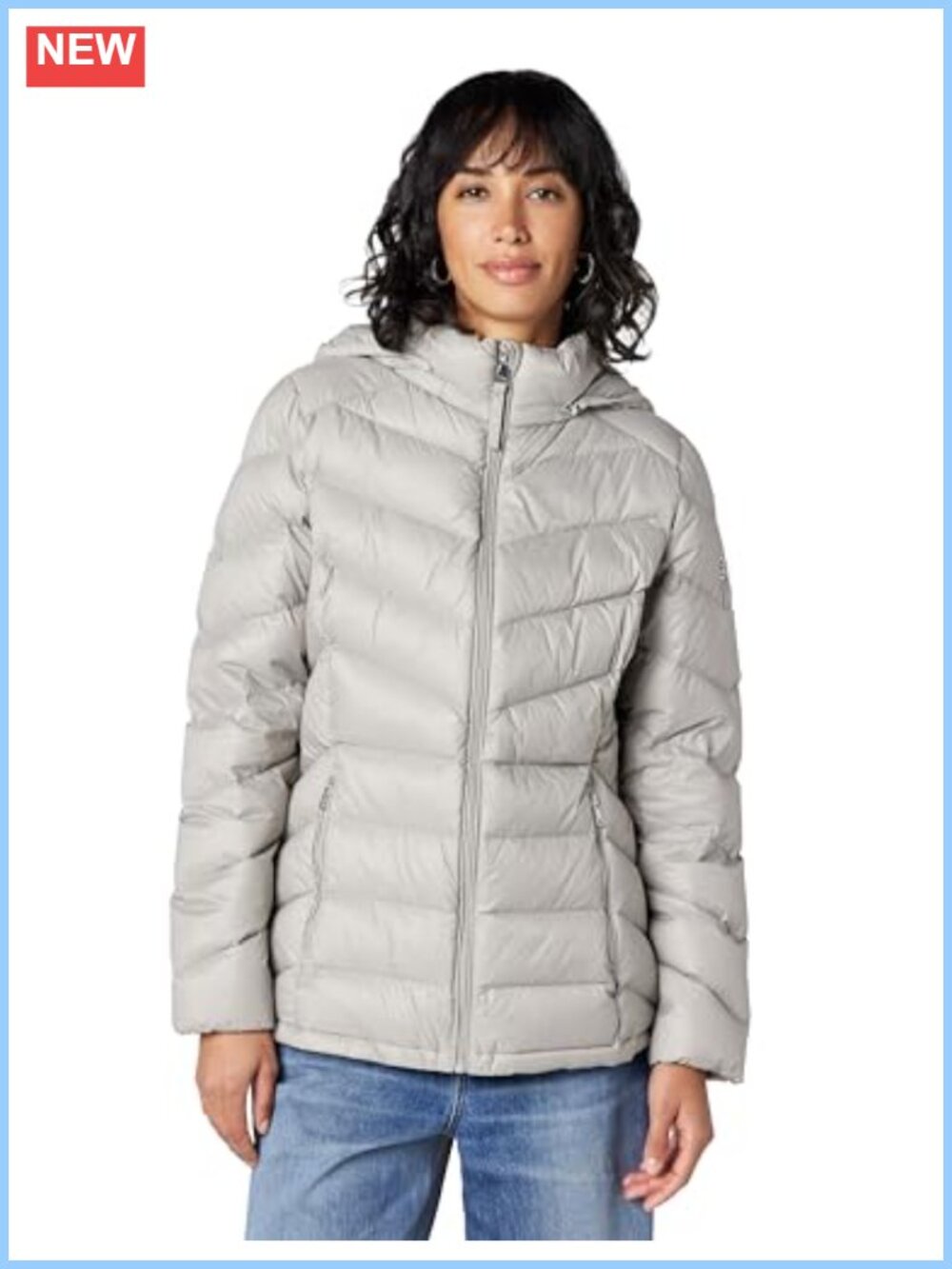 Chevron Quilted Down Puffer Coat Packable Lightweight Zip Jacket